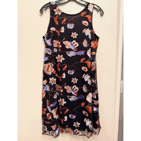 Beige By eci Dress Sz S Embroidered Floral Sleeveless A Line Cottagecore Boho - Picture 2 of 12